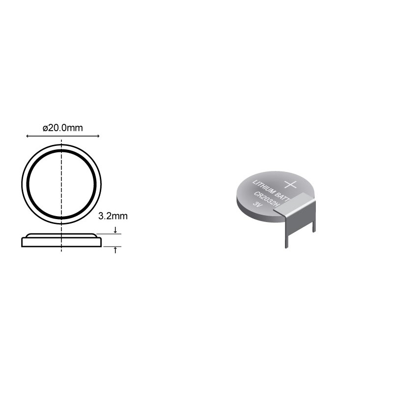 PILA LITIO CR2032H C/PATA Foto: PLI012