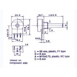 1K POTENCIOMETRO EJE Foto: 311K-2